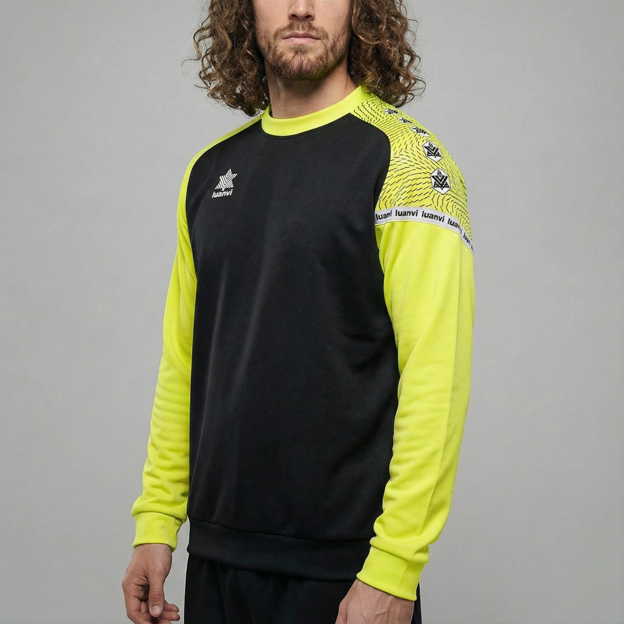 Sudadera Open - Negro/Amarillo Flúor