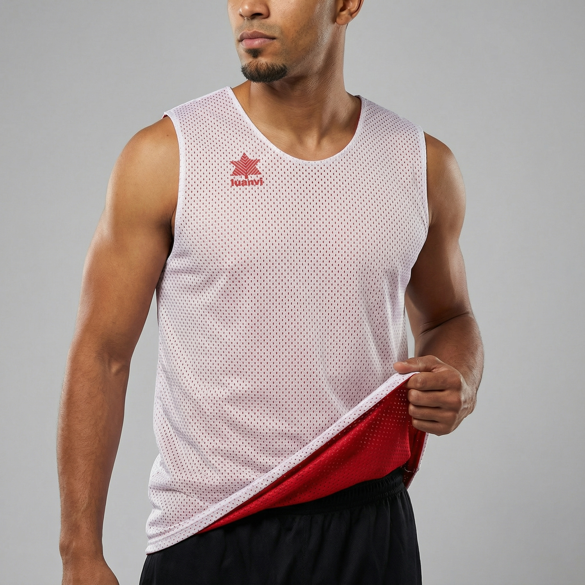 Camiseta sin mangas Reversible Triple - Blanco/Rojo