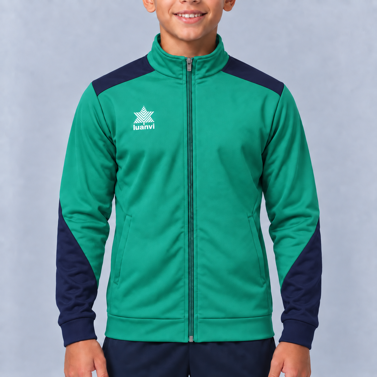 Chaqueta Deportiva Luanvi Duo Niño - Verde/Antracita