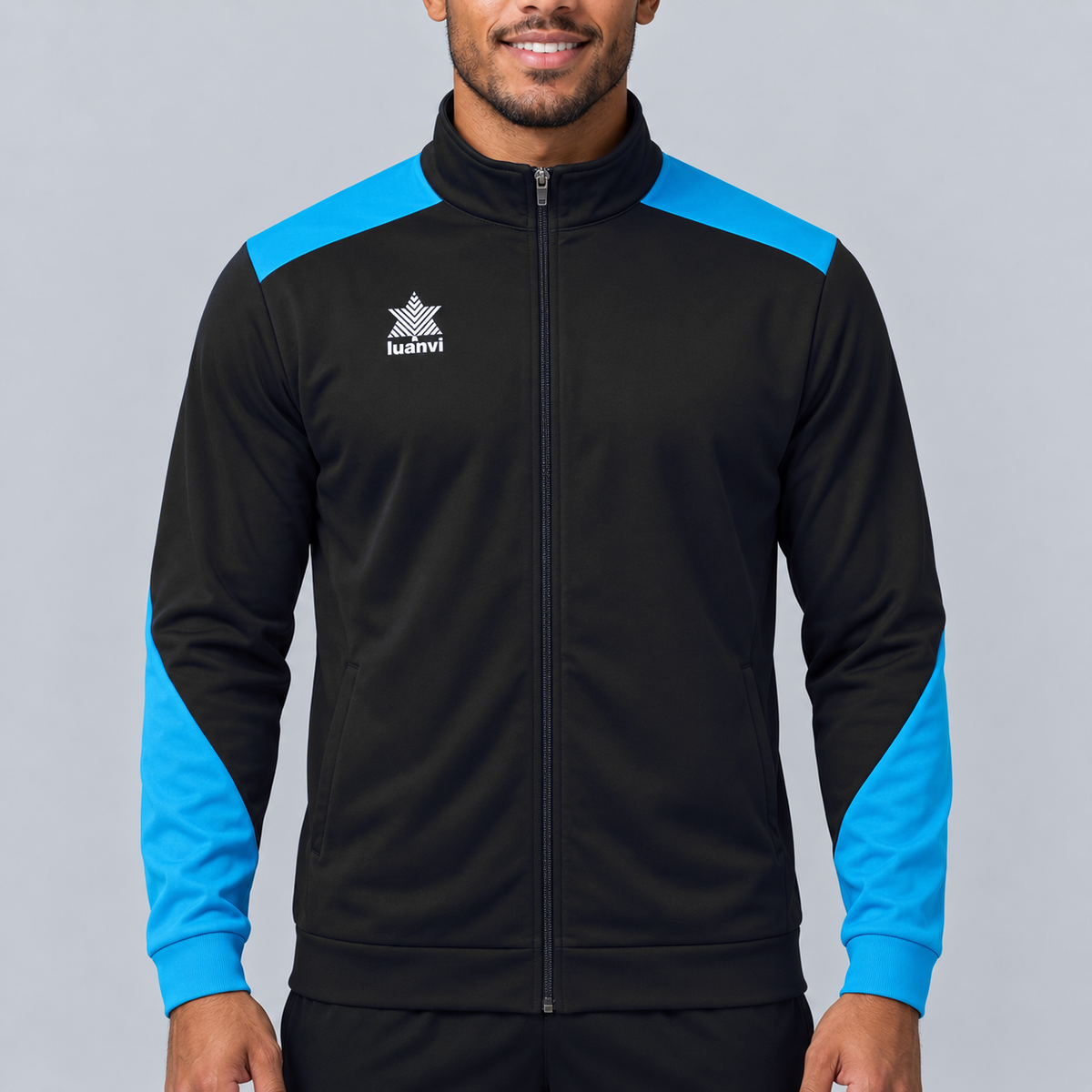 Chaqueta Deportiva Luanvi Duo - Negro/Turquesa